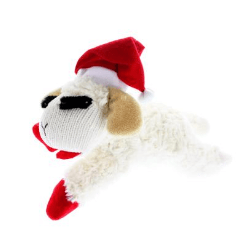 Multipet Lamb Chop with Santa Hat Dog Toy, 6-in