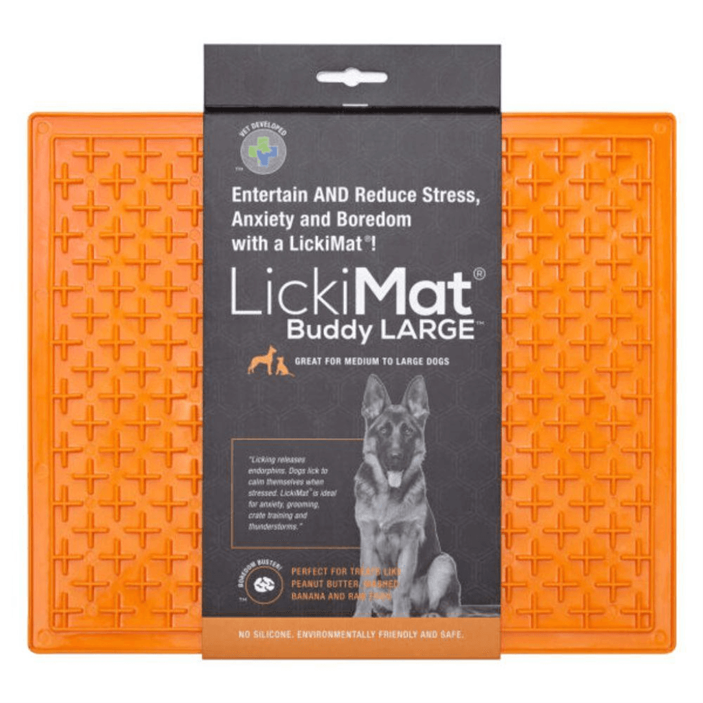 Lickimat Buddy Dog Slow Feeder Mat, Orange, X-Large